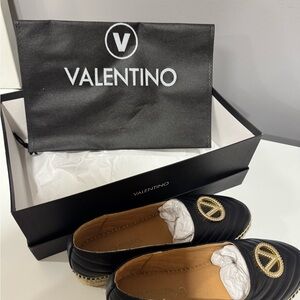 Valentino Black Guendalina Shoes with Gold Detail